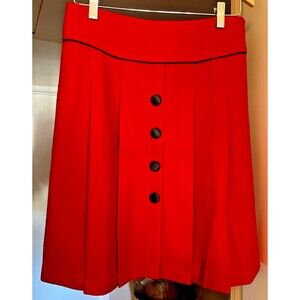 Vintage Wool Skirt Womens Red Pleated Buttons Lined Chinese Brand All Star Sz M